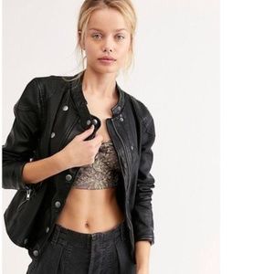 Free People New Dawn Faux Leather Hood Jacket. NWT